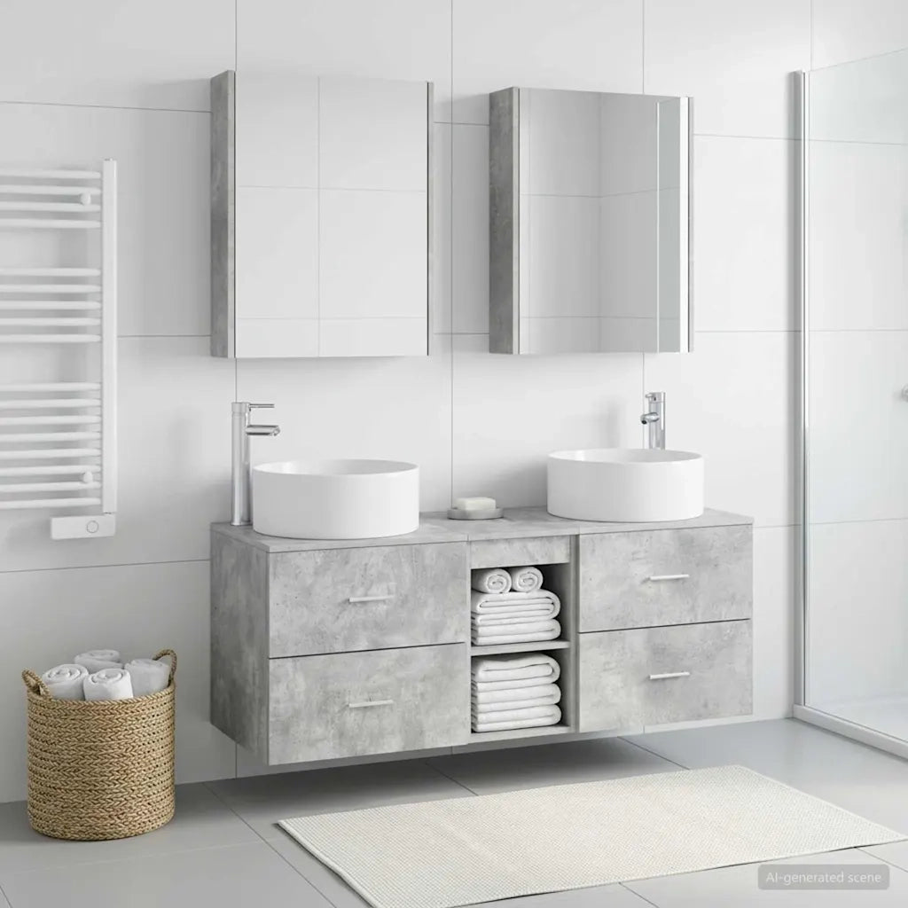 Set di mobili per il bagno 5 pz Grigio Cemento 3407090