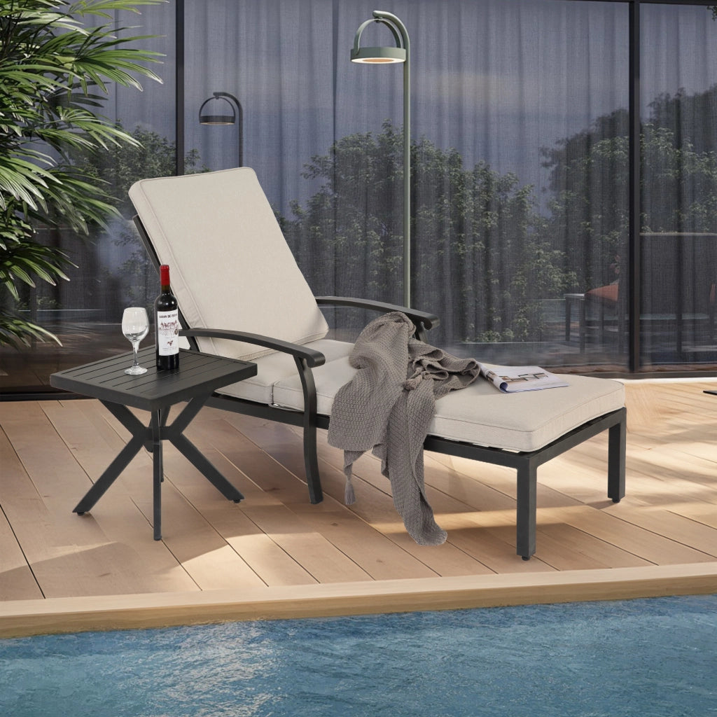 Sedia Sdraio da Giardino con Cuscini ¨C MINIMAL ¨C Alluminio, Beige