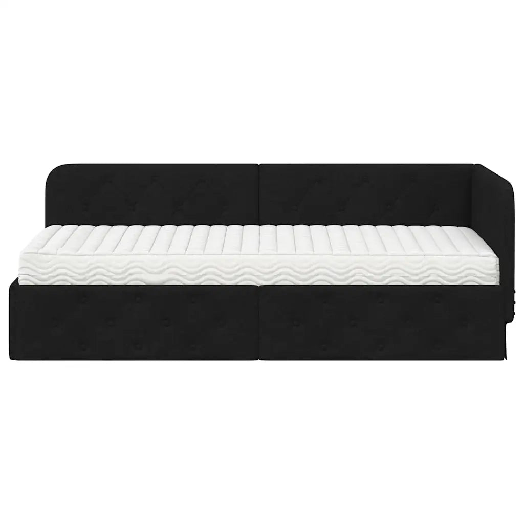 Cornice del letto ad angolo Nero 80 x 200 cm Tessuto