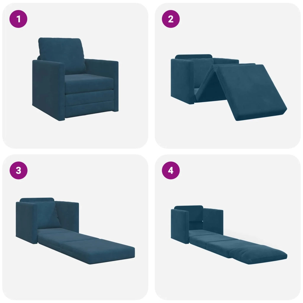 Divano letto Blu 74 x 77 x 81 cm Velluto 4106617