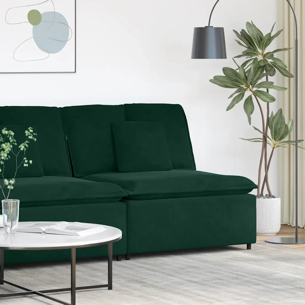 Modulo Centrale Divano Modulare con Cuscini Verde Scuro 100 cm