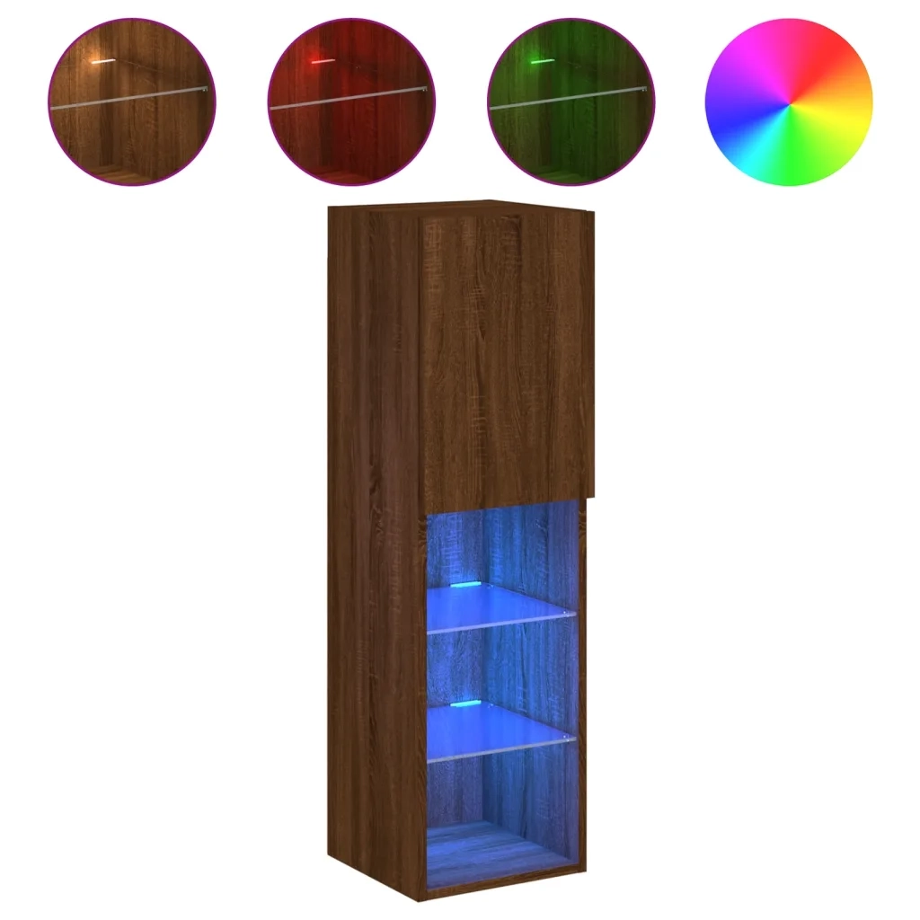 Mobile TV con Luci LED-Credenza TV-Console TV Rovere Marrone 30,5x30x102 cm