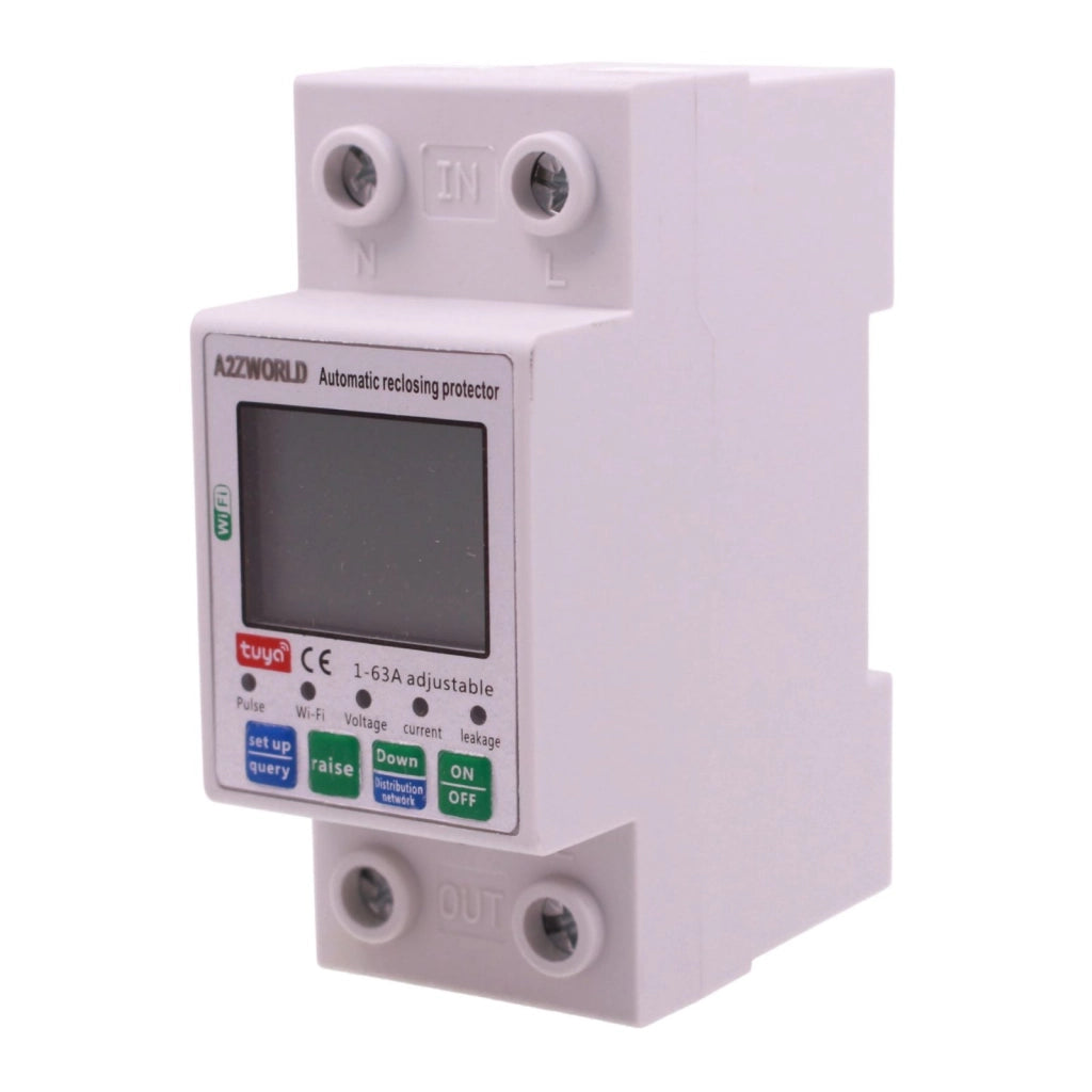 Contatore WiFi DIN 63A 230V AC, Monitoraggio Tensione Corrente e Dispersione