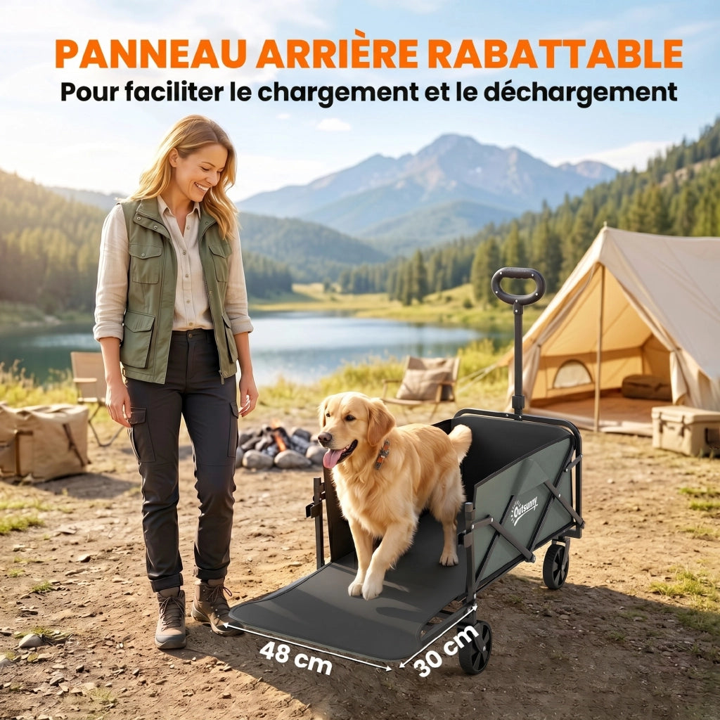 Carrello Pieghevole da Trasporto ¨C Xylo ¨C Con Manico Telescopico e Apertura Posteriore 76x48x92cm Verde