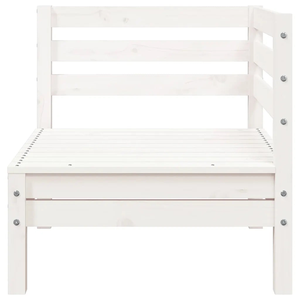 Divano da Giardino 3 Posti con Poggiapiedi-Sofa da Giardino-Divano da esterno Bianco Massello Pino