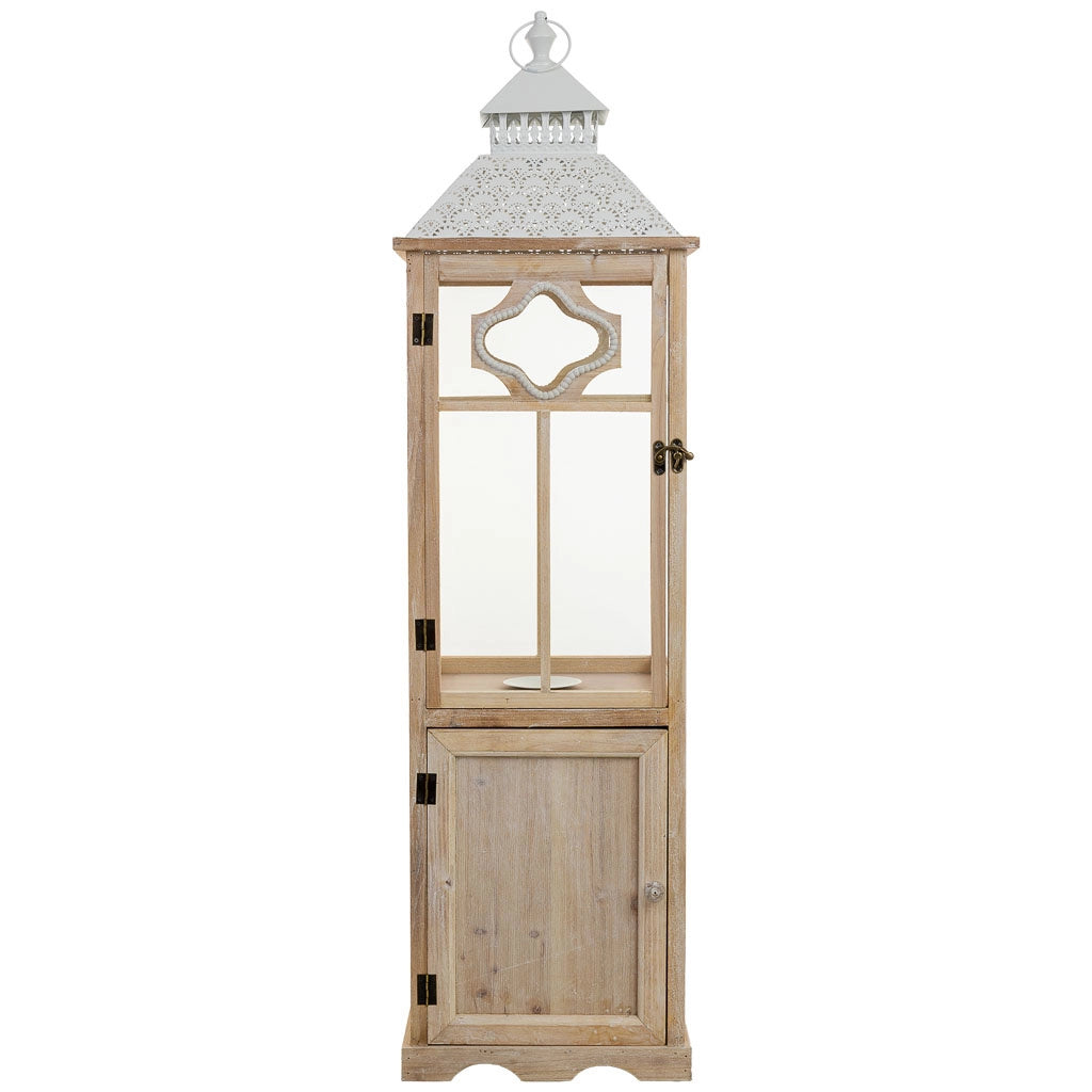 Lanterna in legno marrone 32,5x32,5x117h cm