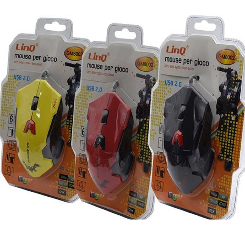 Trade Shop - Mouse Ottico Gaming Gioco Wired Con Filo Usb 2.0 Dpi Regolabile 800/2400 Gm8002 -