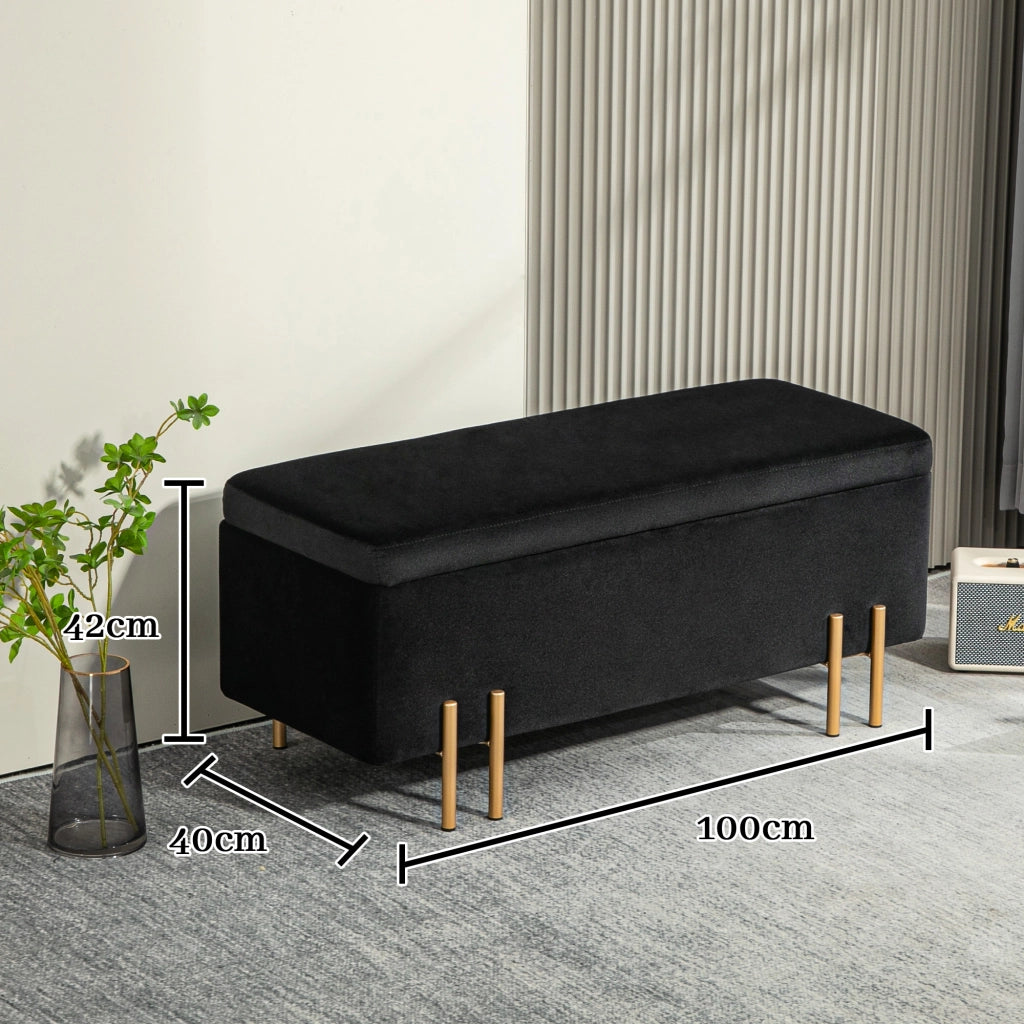 Divano con cassetti ¨C Minimal ¨C Nero, metallo, 100x40x42 cm