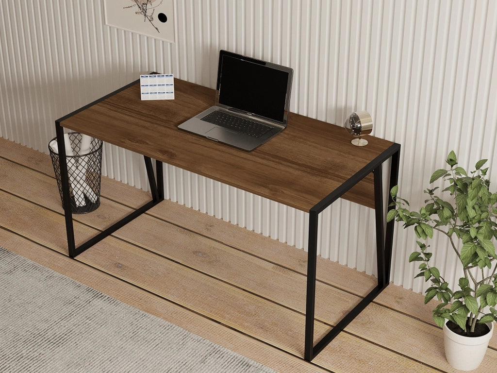 Frascati, Scrivania un Ripiano, 140x70x74h cm Marrone Noce