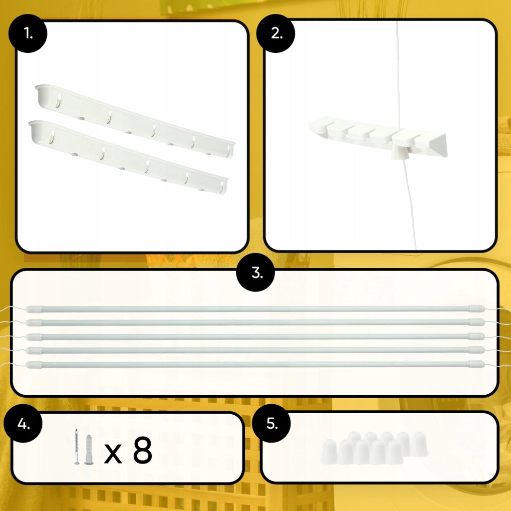 Stendibiancheria da soffitto KADAX per bagno, 5 barre, 100 cm, resistente e robusto.