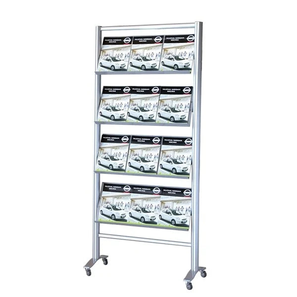 Espositore con 4 ripiani 3 A4 il lamiera microforata