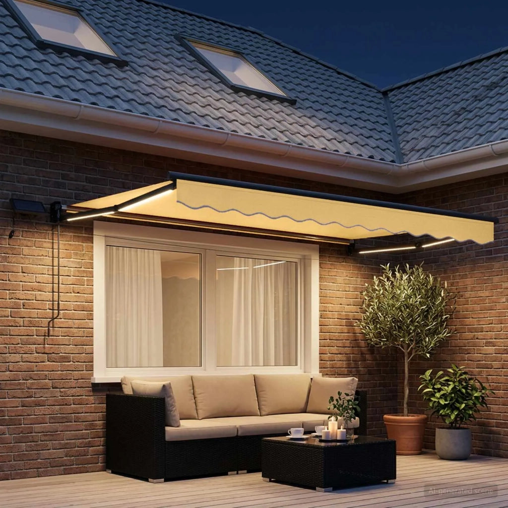 Tenda retrattile manuale con LED Sabbia 3425872