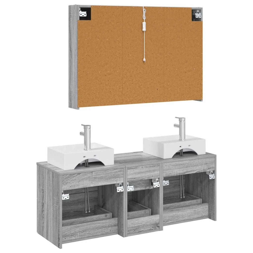 Set di mobili per il bagno 4 pz Sonoma grigio 3406828