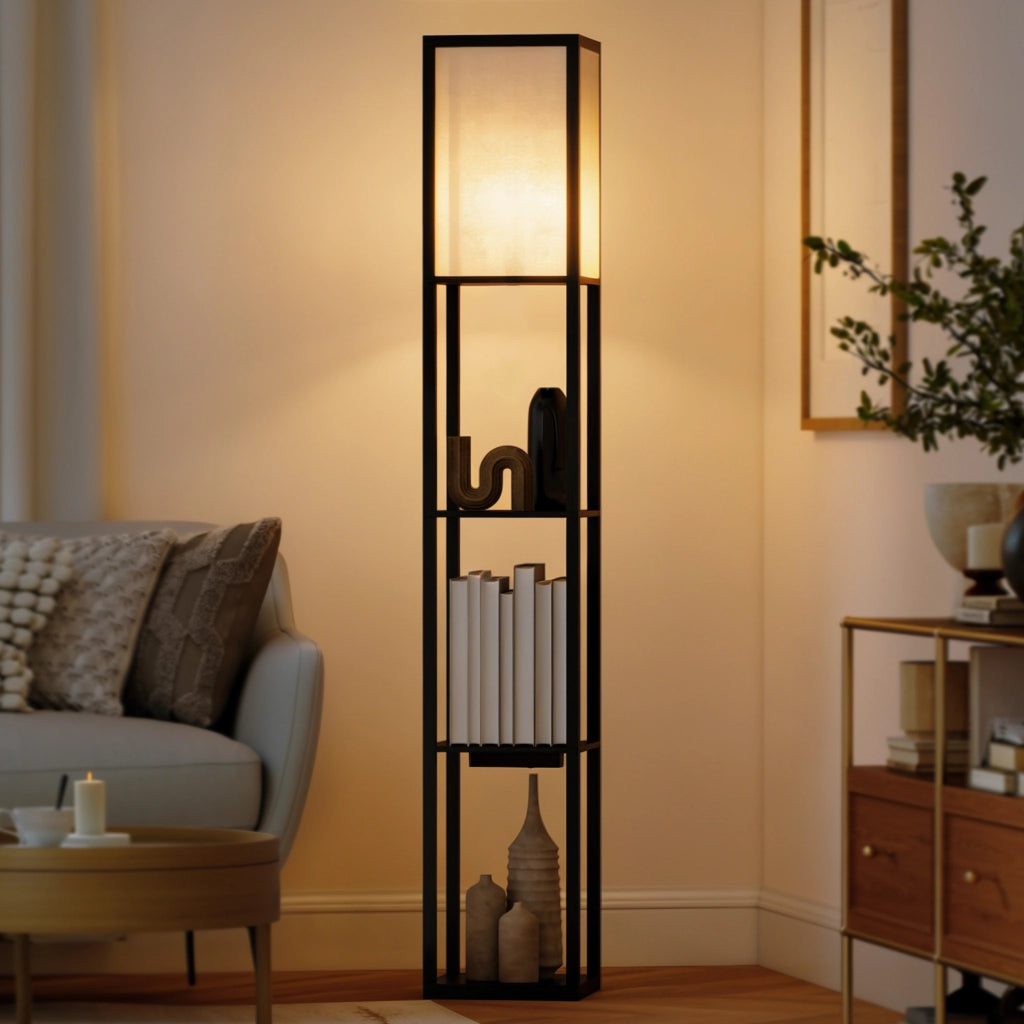 Lampada da Terra con Ripiani ¨C Minimal ¨C Nero