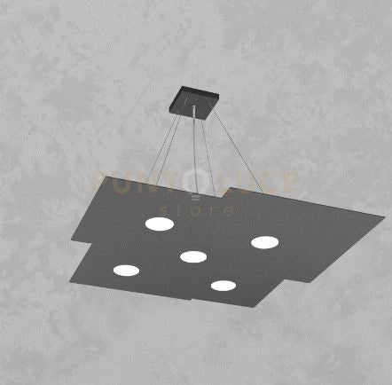 PLATE SOSPENSIONE 5+2 LUCI BIEMISSIONE GRIGIO ANTRACITE 1129-S5+2-GA