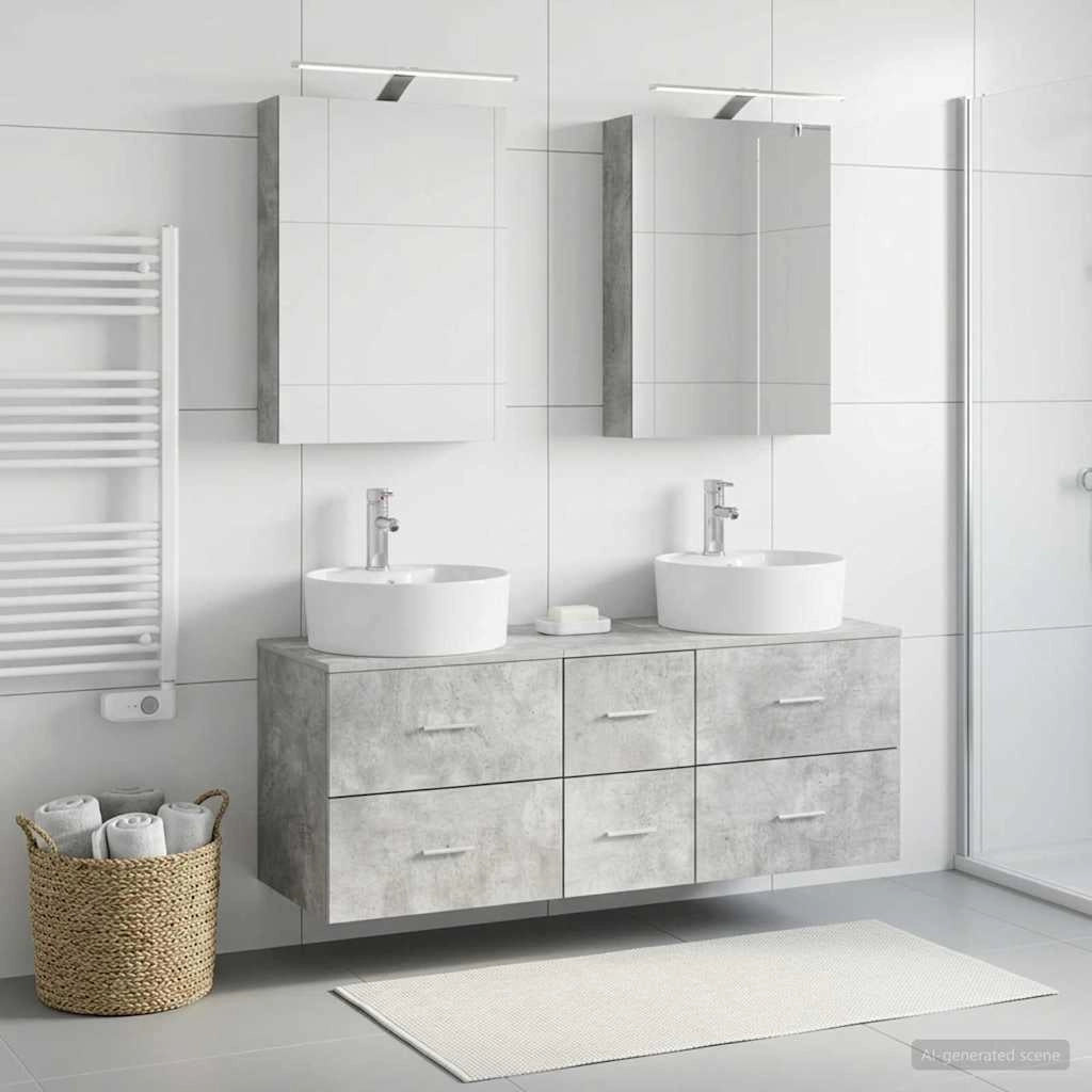 Set di mobili per il bagno 5 pz Grigio Cemento 3406914