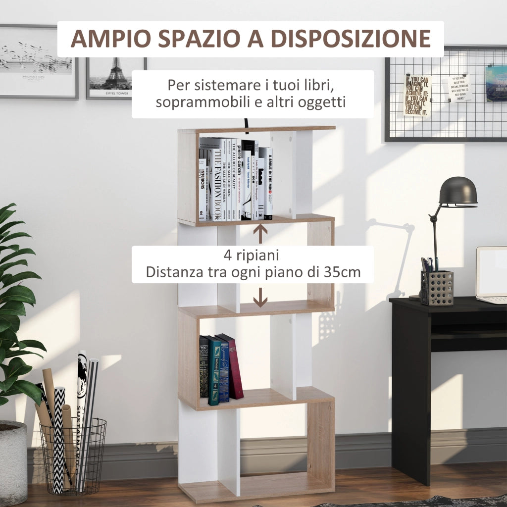 Libreria Ufficio 4 Ripiani Legno Moderna ¨C Minimal ¨C 60x24x148cm