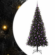 Albero di Natale con 300 LED con supporto-Luci decorative natalizie Nero 210 cm PVC 591805