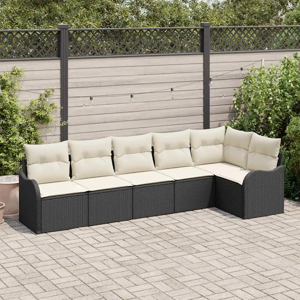 Set Divano da Giardino Nero polyrattan
