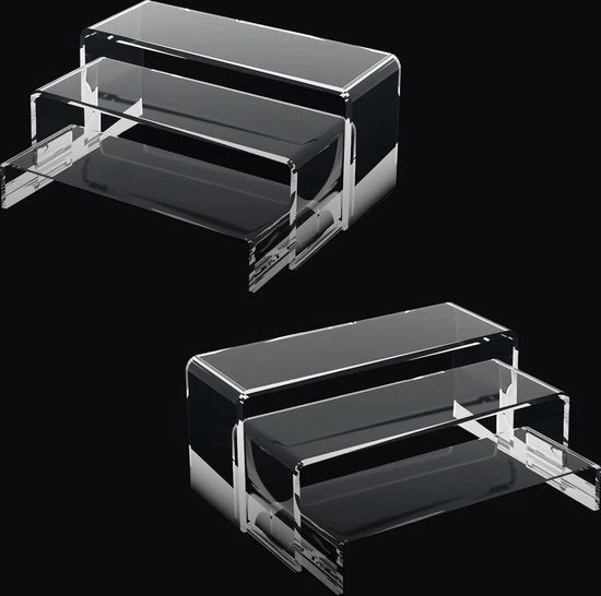 Set di 6 standard acrilici, 22 x 7,5 x 10 cm standard acrilici trasparenti, standard acrilici a 3 strati per figurine, cupcake, gioielli, standard decorativo per presentazione di prodotti