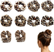 Accessori per capelli in elastico a 10 pezzi - Scrunchies in seta con disegno leopardo - Elastici - Accessori per capelli - Comodi e resistenti