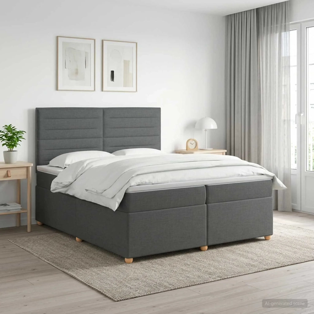 Letto box spring con materasso Grigio Scuro 200 x 200 cm 3453957