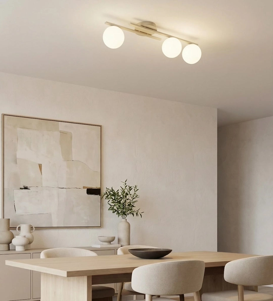 Plafoniera moderna KAIRO beige bianca 3 sfere 3xE14 Emibig