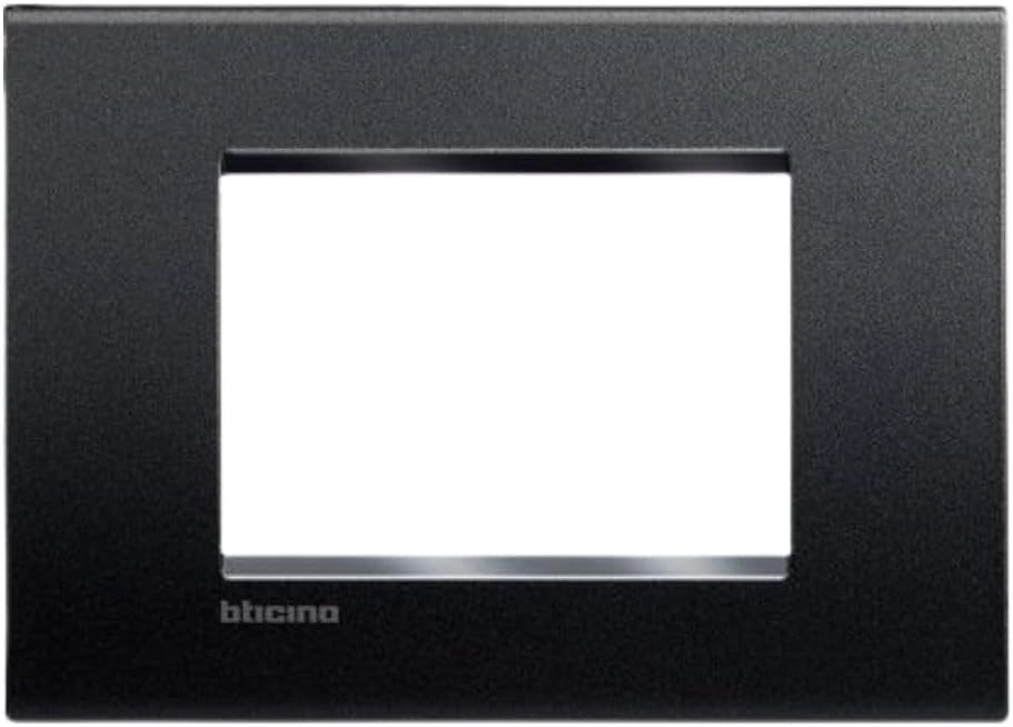 Bticino placca living light antracite completa supporto 3 posti tecnopolimero