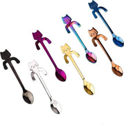 Set di cucchiai per caffè a forma di gatto, 7 pezzi, multicolore, inclusi cucchiai per smoothie.