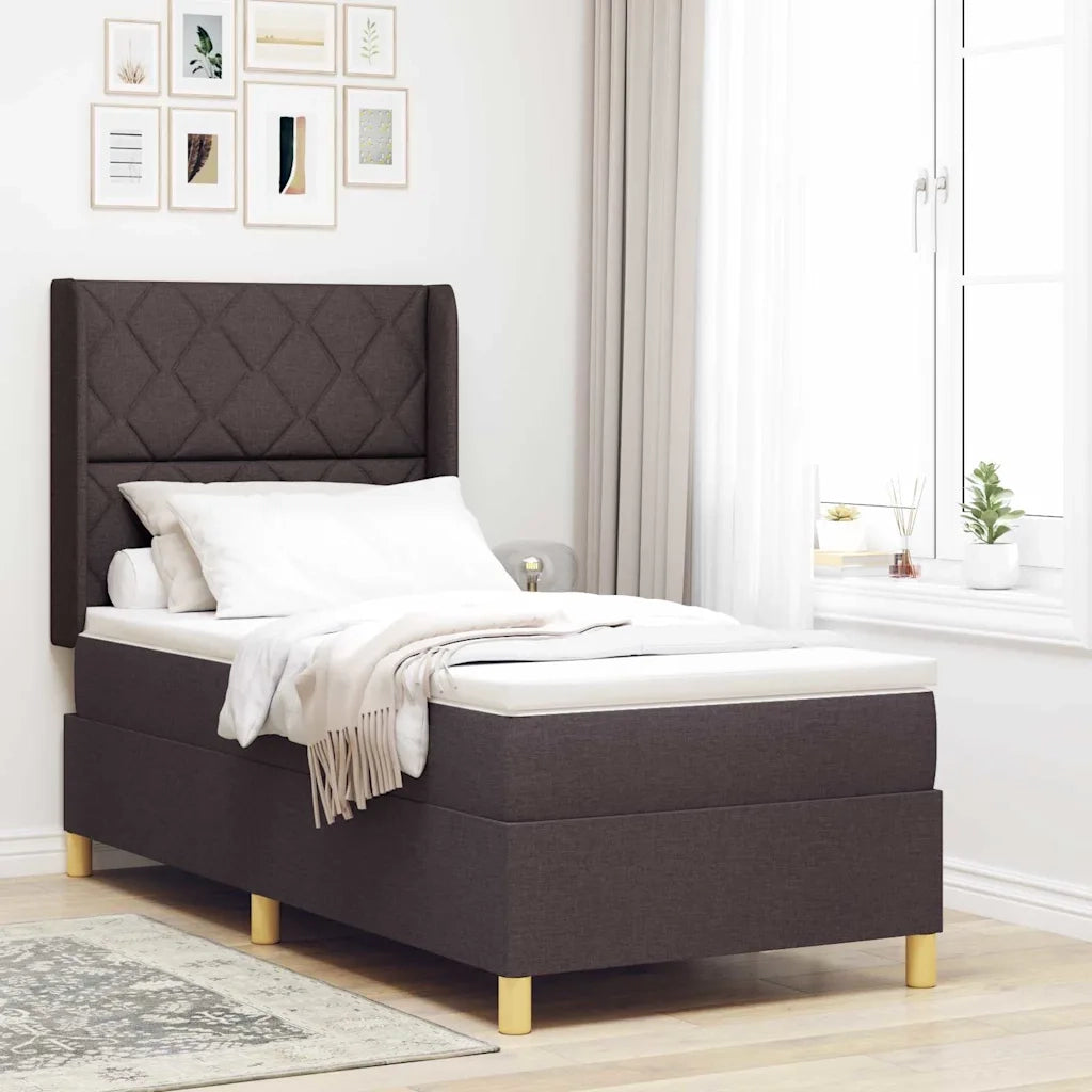 Letto a molle con materasso Marrone 140 x 200 cm Tessuto