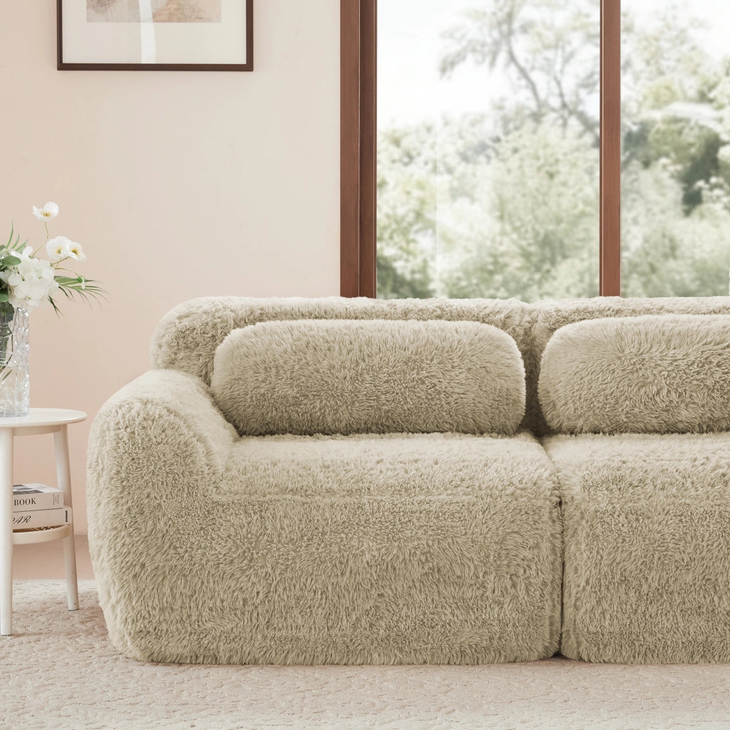 Divano L a 2 posti in peluche - Zephmum- Modulare combinabile con cuscini