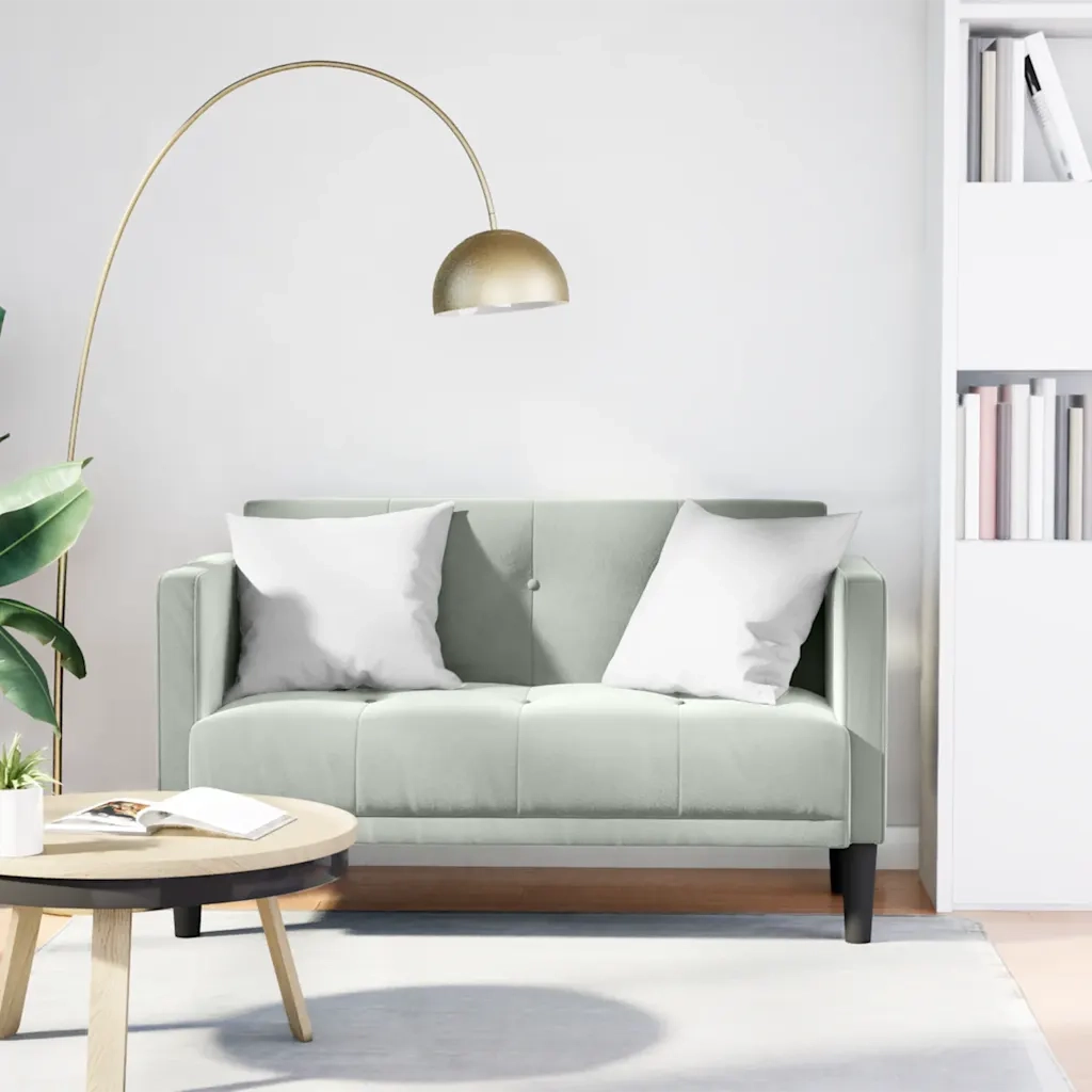 Divano Divanetto-Sofa Grigio Chiaro 111 cm in Velluto