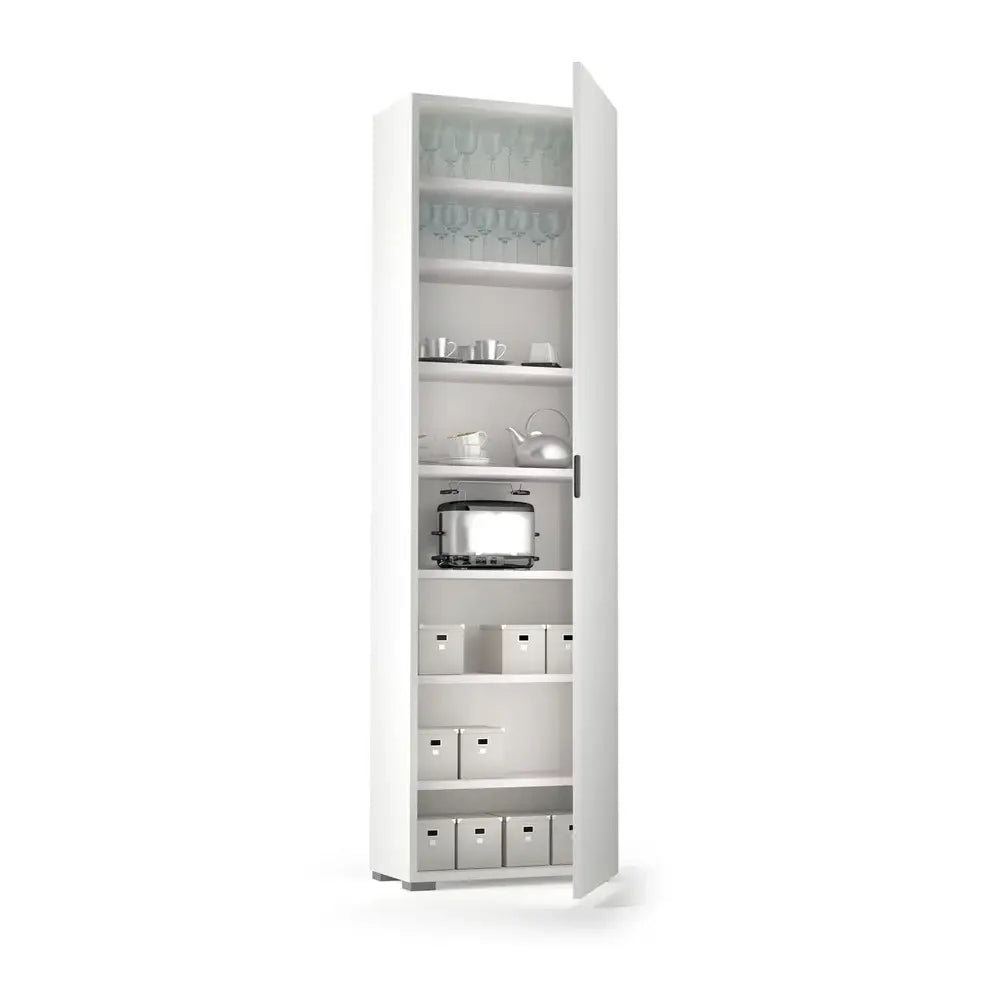 Mobile multiuso 1 anta bianco con 7 ripiani regolabili 50x30xH182 cm
