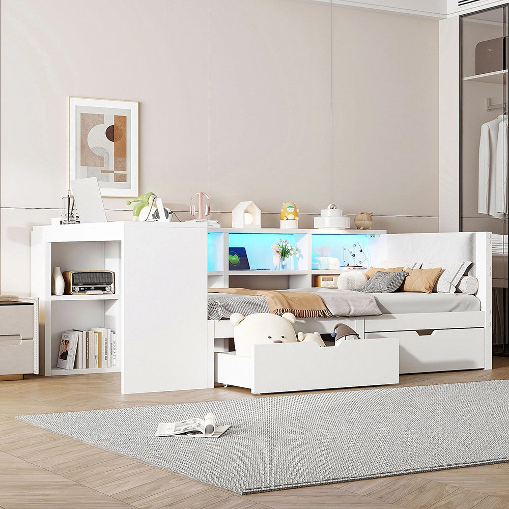 Letto contenitore - Xylo - 90x200 cm LED bianco