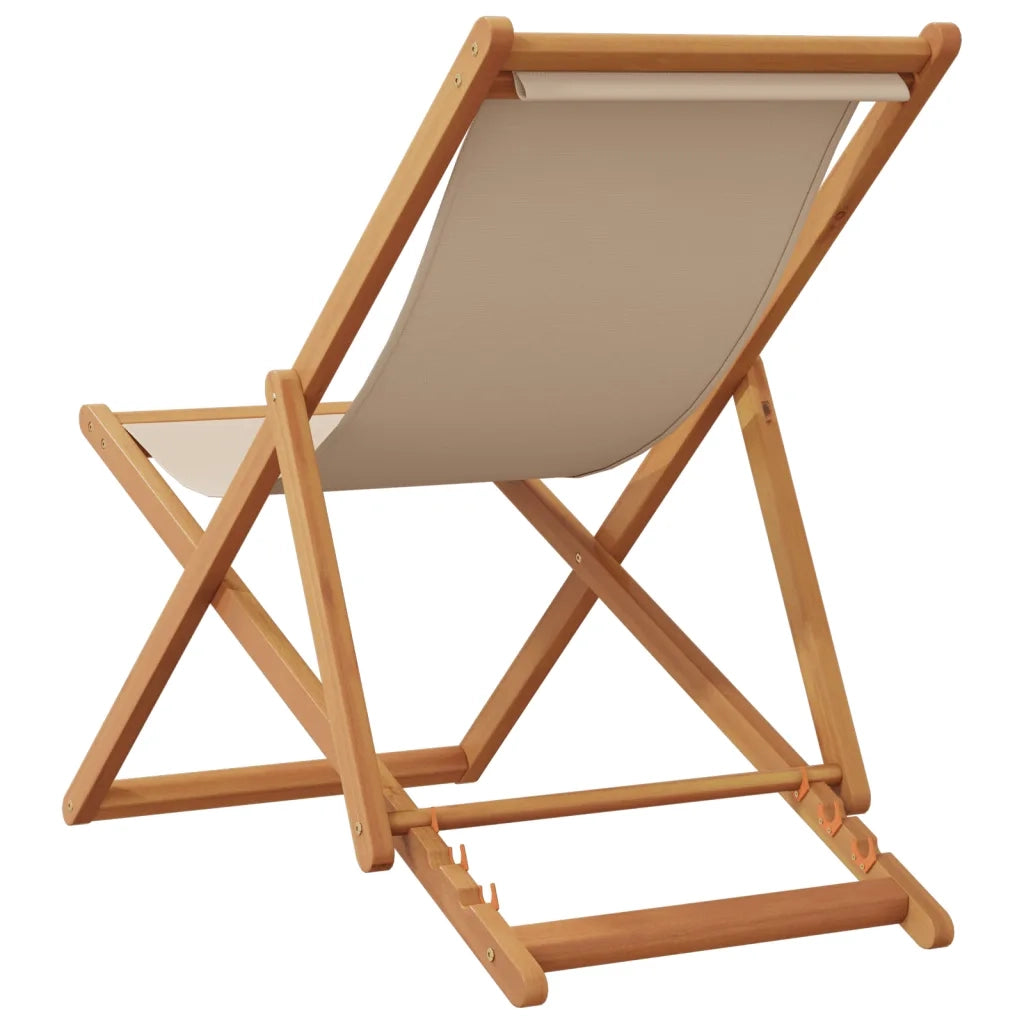 Sedia da Spiaggia Pieghevole Beige Legno di Eucalipto e Tessuto 366564
