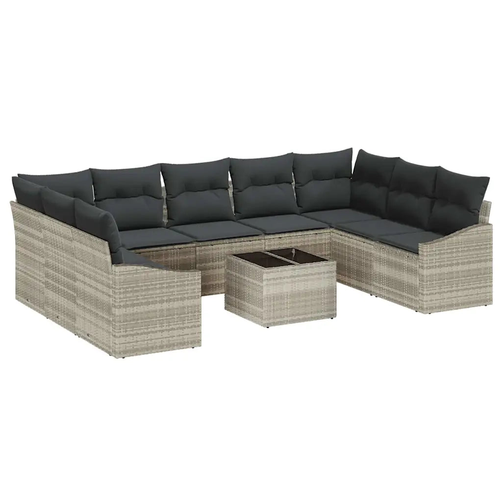 Set di divani con cuscino 10 pcs Grigio chiaro polyrattan 3346892