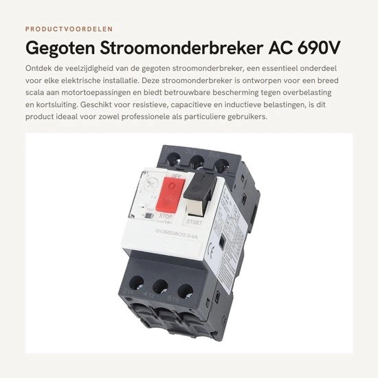 Interruttore di Protezione per Correnti Alternati 690V - Sicurezza per Motori per Applicazioni Elettriche - Formato Compattato - Protezione da Surcharged e Cortocircuiti