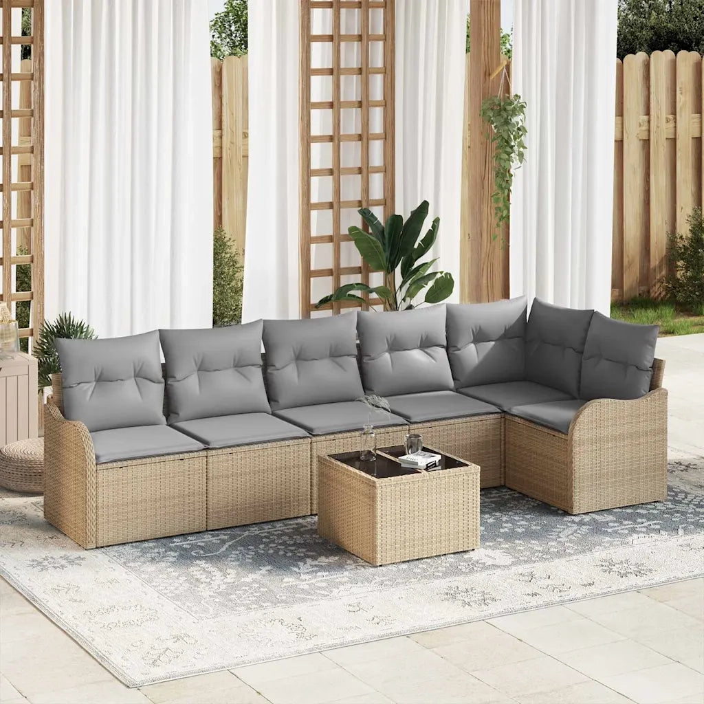 Set Divano da Giardino con cuscino 7 pcs Nero Poly Rattan 3354399