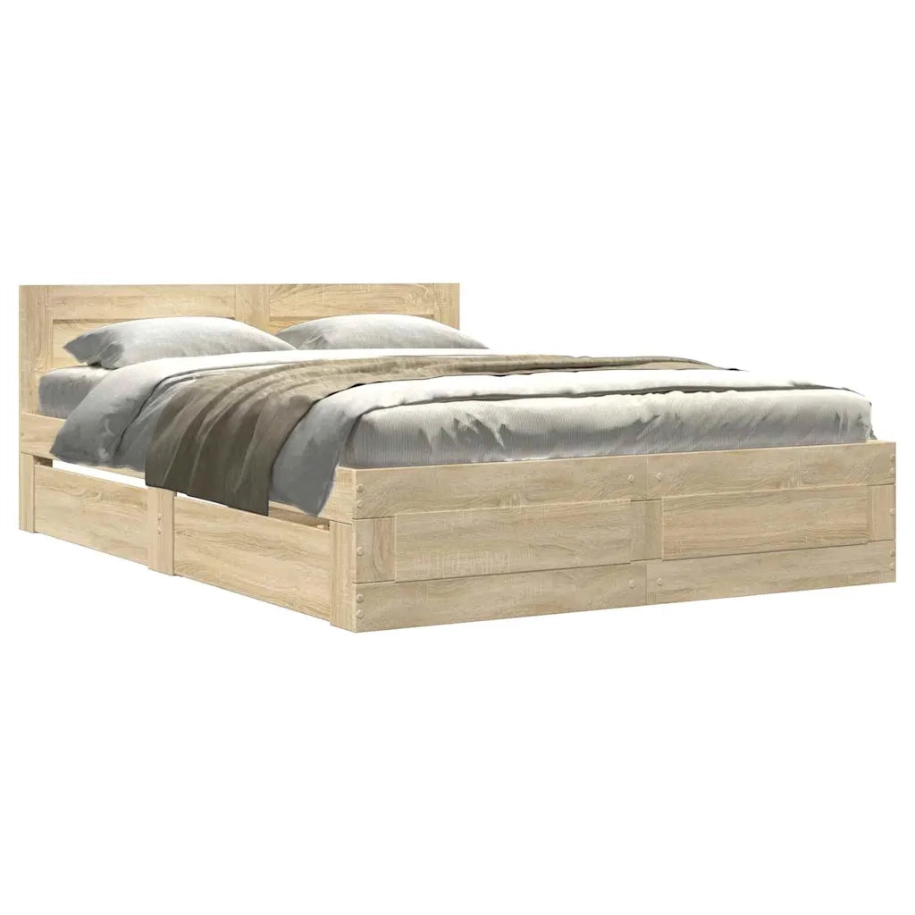 Struttura del letto 2 pcs Sonoma 137 x 188 cm Legno multistrato 3402854