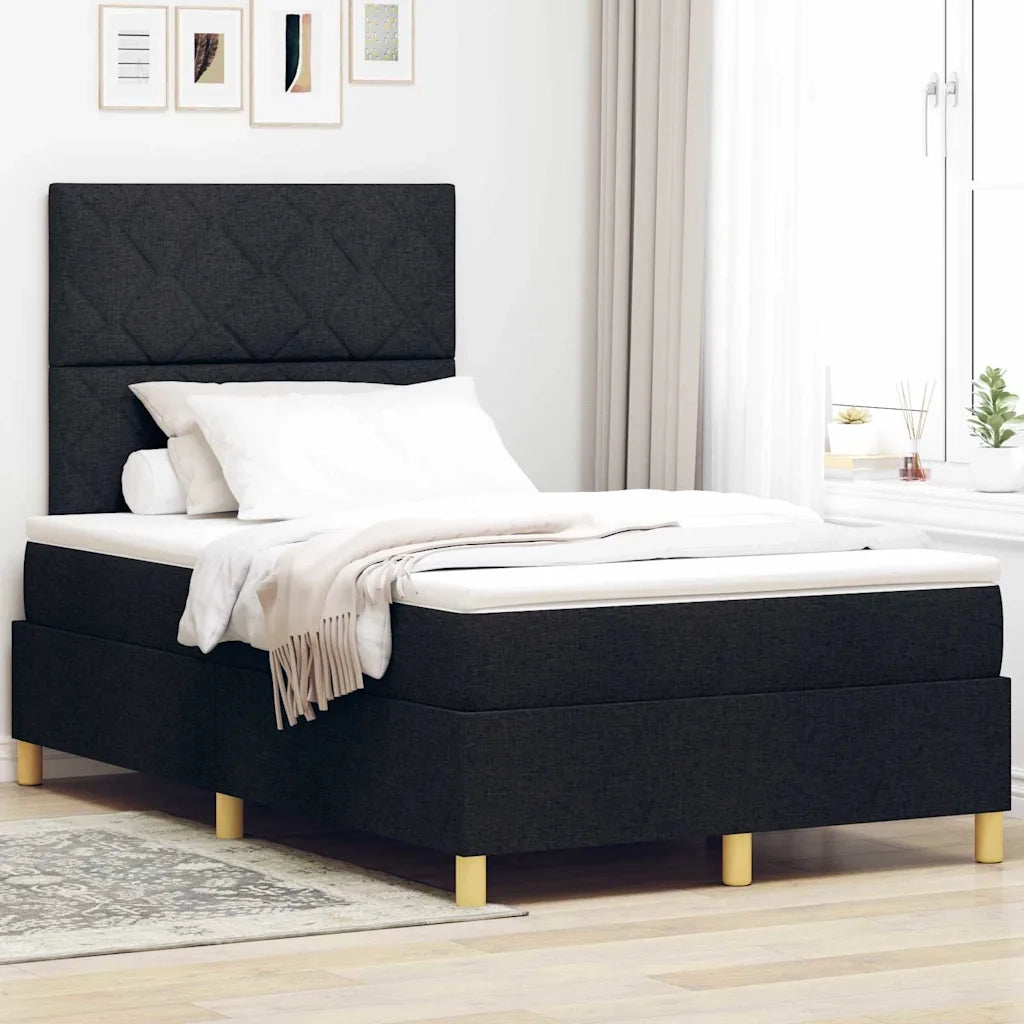 Letto a Sorgente LED con materasso Nero 120 x 190 cm Tessuto 3343161