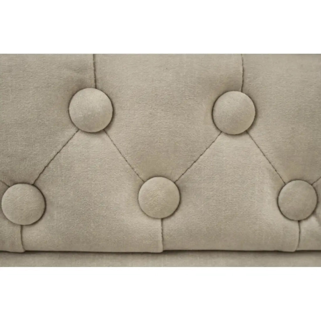 Divano dritto EDGAR – Bianco champagne – 3 posti – Velluto stile barocco