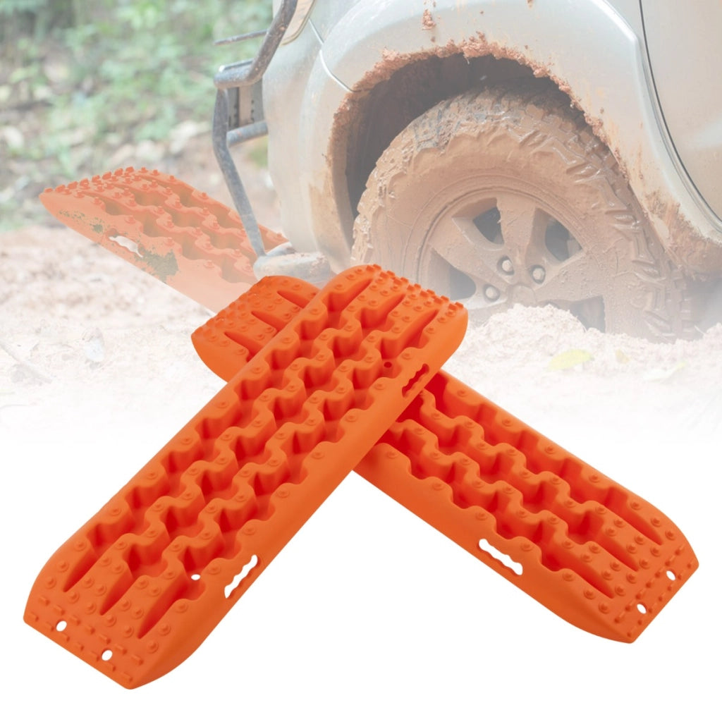 2 Tavole di recupero per fuoristrada, Piastre di trazione per liberare veicoli da neve sabbia 107x31x7cm Arancione-Accessori per veicoli