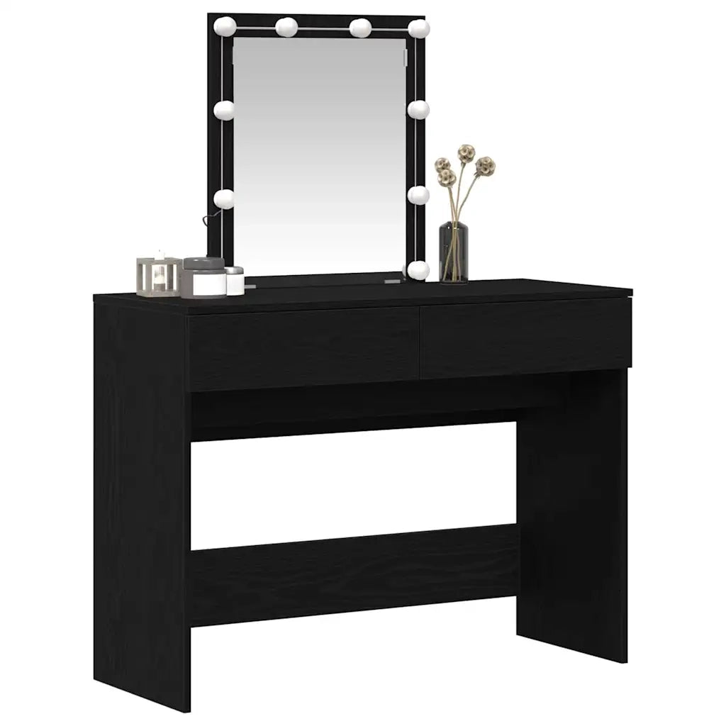 Tavolo da Trucco con cassetto Rovere Nero 100 x 40 x 130 cm 868842