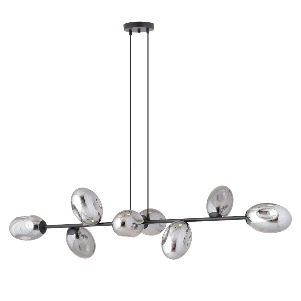 Lampadario Emibig Pandora 8 luci E14 nero cromo vetro