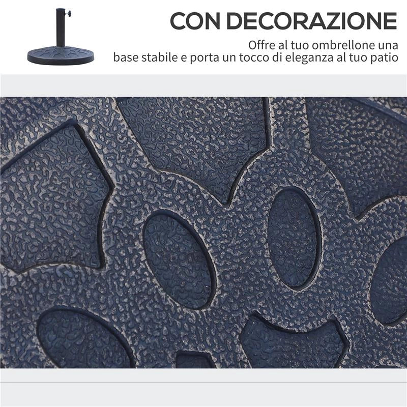 BASE PER OMBRELLONE ROTONDO PER PALI DA 38 E 48 MM IN RESINA E ACCIAIO Ø45 CM BRONZO