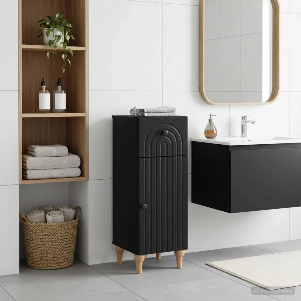 Mobiletto da Bagno ALKMAAR Nero 30 x 31 x 80 cm 896166