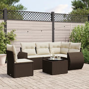 Set Divano da Giardino 6 pz con Cuscini Marrone in Polyrattan 3253720