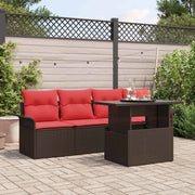 Set Divano da Giardino con cuscino 5 pcs Marrone polyrattan 3348190