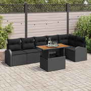 Set Divano da Giardino con cuscino 7 pcs Nero 3349596