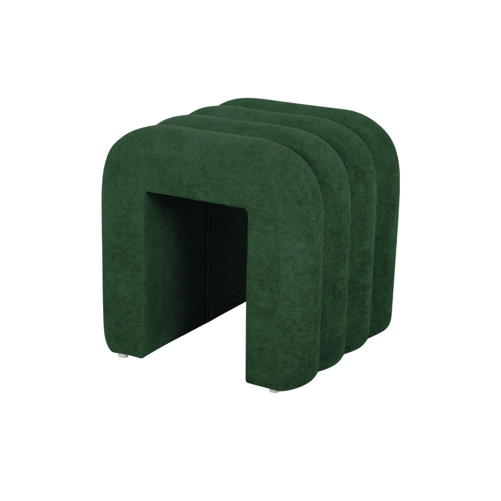 Set 2 pouf contemporanei in tessuto, verde scuro